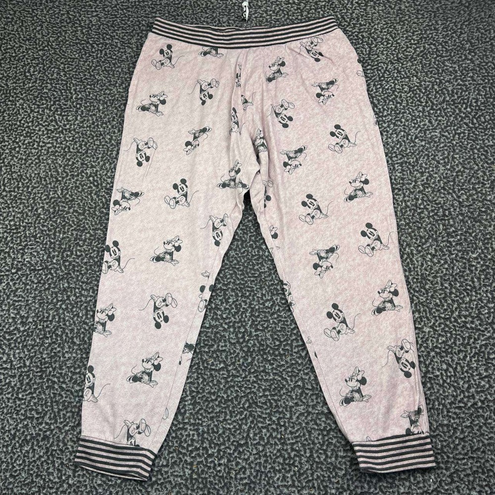 Disney Mickey Minnie Mouse Pajama Jogger Pants Women Large Pink Heather  L